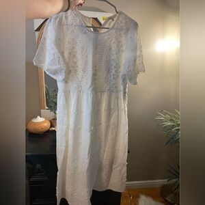 Beautiful Embroidered White Modest Dress